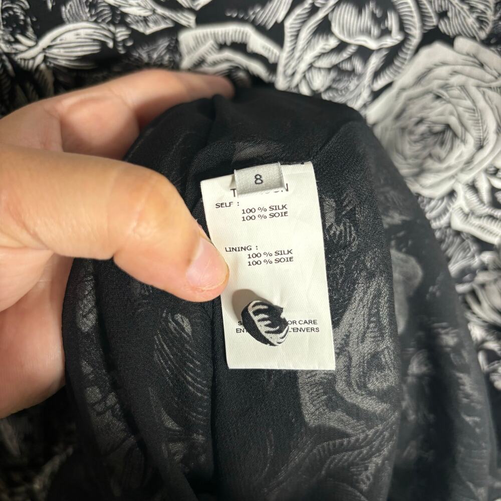 Thakoon Floral Silk Mini Dress Black/White Size 8 - Picture 3 of 4